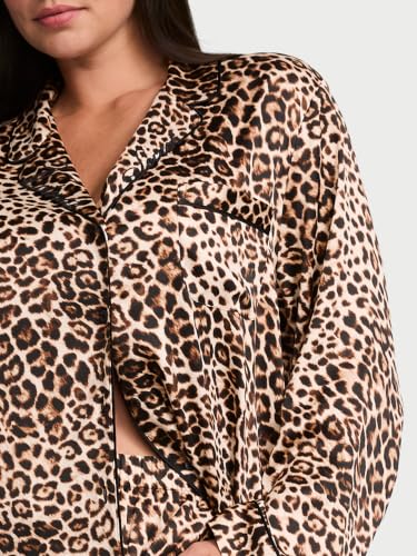 Image of Victoria's Secret Women's Satin Pajama Set, Long Sleeve Button Down Shirt & Pants
