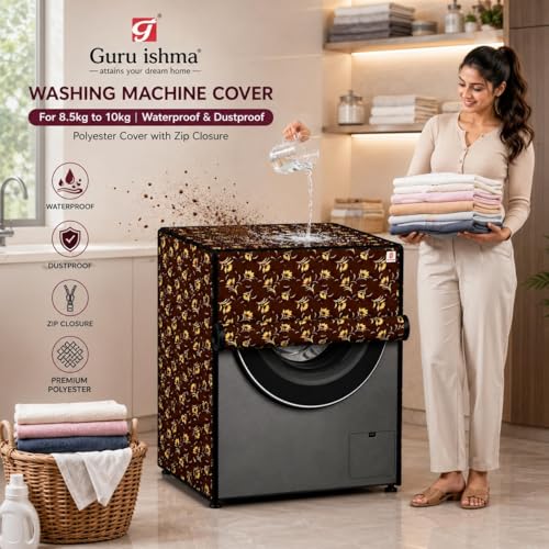Image of Front Load Fully Automatic Washing Machine Cover for 8.5kg to 10kg | Waterproof & Dustproof Polyester Cover with Zip Closure | Suitable with Samsung, IFB, LG, Bosch & More (67 x 67 x 87 cm)