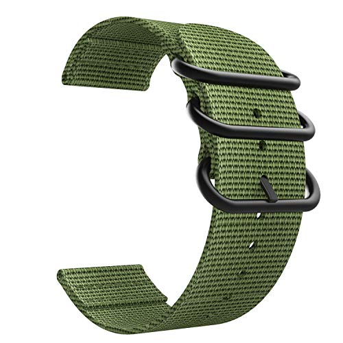 Preisvergleich Produktbild Emibele 22mm Allgemein Uhrenarmband, [2 Pack] Feines Nylongewebe mit Edelstahlschnalle Einstellbares Ersatzband für 22mm Sport Strap, Armee-Grün