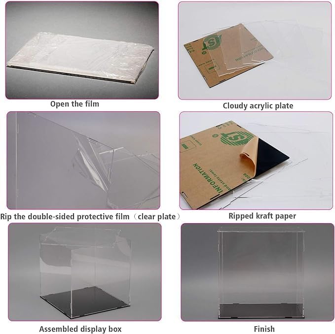 Image of Design Acrylic Transparent Rectangular Storage Box Self Assemble Collectibles Box Alternative Glass Case for Display Action Figure Toys 2 Pack (6x6x6 inch; 15x15x15 cm)