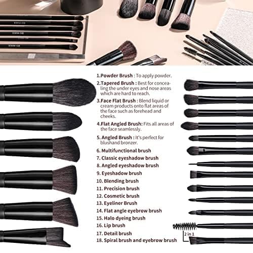 image for BS-MALL Makeup Brush Set 18 Pcs Premium Synthetic Foundation Powder Co