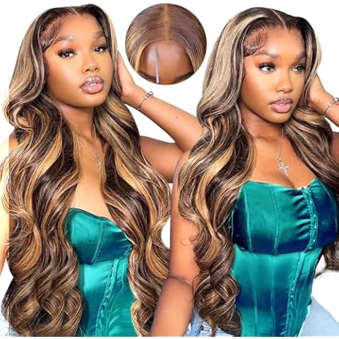 Allove 30 Inch Lace Front Wigs Human Hair Glueless Wigs Human Hair Pre Plucked Pre Cut 5x5 HD Lace Closure Wigs Human Hair 180% Density Ombre Body Wave Lace Front Wigs Human Hair Wigs for Women Cover