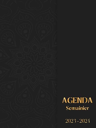 Agenda semainier 2023 2024: Grand format A4 , Organisateur hebdomadaire 18 mois, 1 semaine sur 2 pages , juin 2023 - décembre 2024 , Mandala Noir