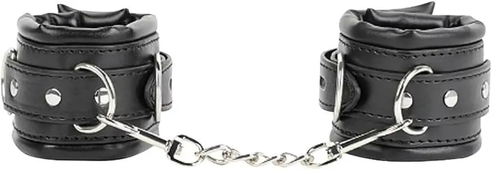 Algema com Correte em Couro Macio Acolchoada Preto 35cm x 6cm