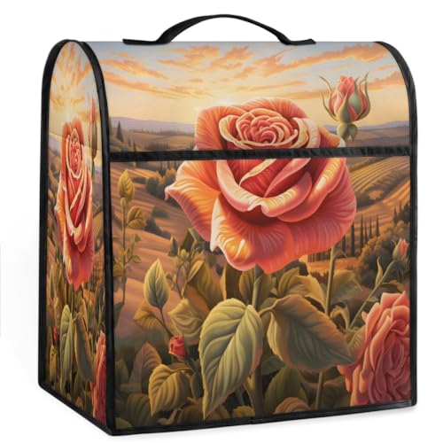 Coffee Maker Cover Rose Flower Pattern Kitchen Appliance Covers Small Appliance Covers Blender Cover Juicer Cover Dust Covers for Kitchen Appliances with Top Handle and Pockets,Washable,C552