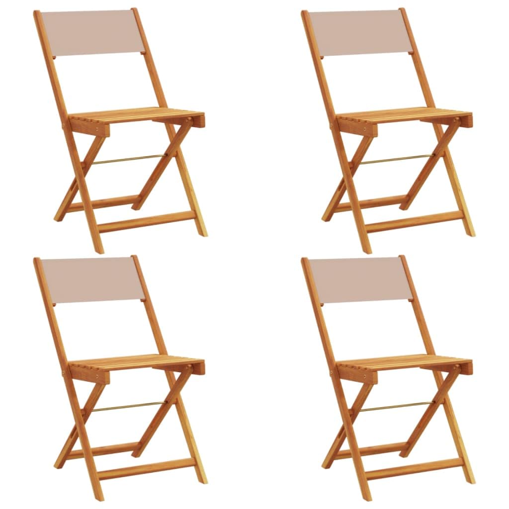 vidaXL Sillas de jardín Plegables 4 uds Madera Maciza y Tela Taupe, Asiento de jardín, Asientos al Aire Libre, Silla de Exterior, Asientos de jardín