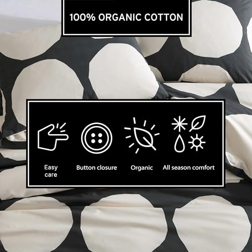 Image of MARIMEKKO - King Duvet Cover Set, Organic Cotton Bedding with Matching Shams, Bold & Modern Home Decor, GOTS Certified (Kivet Grey, King)