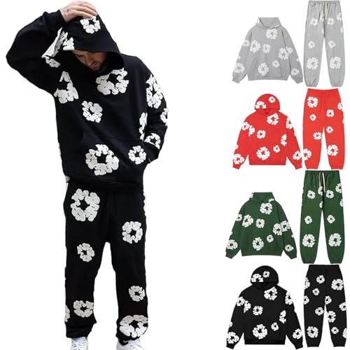 Chándal for Hombres y Mujeres, Conjunto de Traje Deportivo for Correr de 2 Piezas Chándal de Calle Y2K Hip Hop, Sudadera con Capucha y Pantalones Unisex, Traje Deportivo y cómodo Hombre y Mujer Set