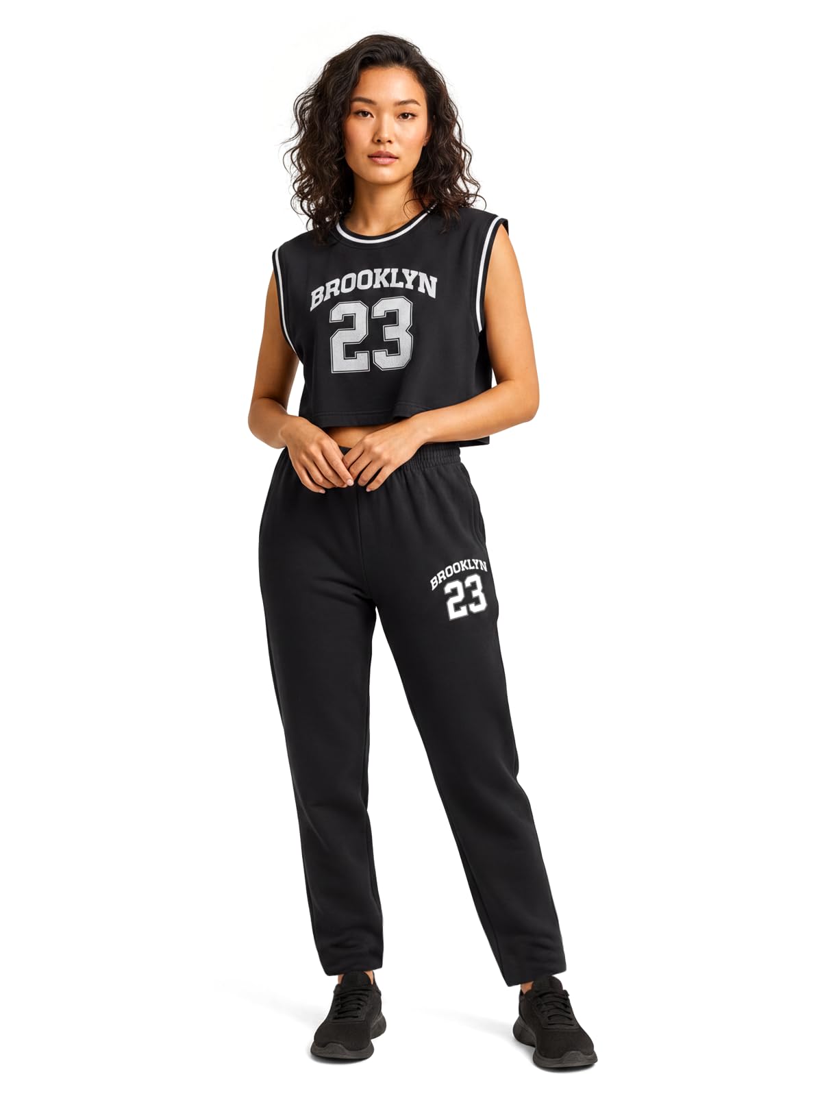 hellcat Coord Set for Women| Varsity Printed crop Tshirt and Trackpant | Sleeveless Cord Set with Trackpant-picture-37