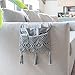 Mkono Macrame Couch Organizer Remote Control Caddy Sofa Armrest Armchair Bedside Storage Holder Bag for TV Remote, Magazine, Books, Cell Phone, iPad, Boho Living Room Home Dorm Decor, Grey