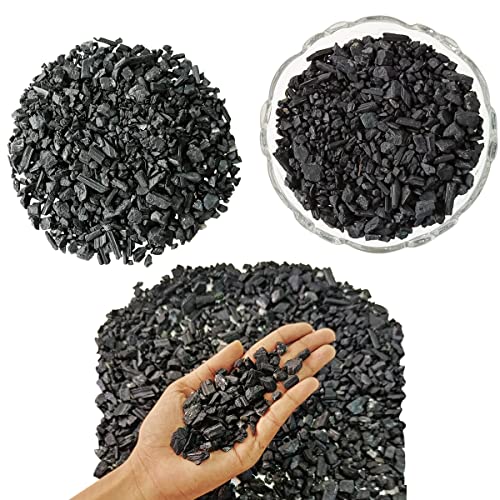 Image of Healing Crystal Chips for Vastu Natural Black Tourmaline Chips Stone 50 Gm Black Tourmaline Crystal Stone Chips Dust Raw Rough Stone for Reiki Healing Meditation