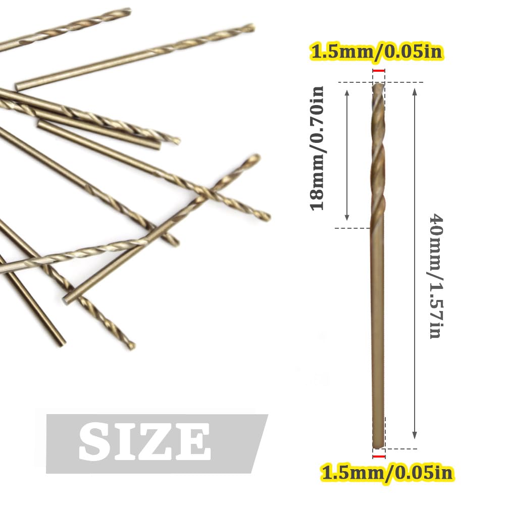 CEEYSEE 10Pcs Drill Bits 1mm HSS Cobalt Drill Bit Straight Shank Twist Drill Bits Titanium Jobber Drill Bit Sets for Stainless Steel,Aluminum - Image 2