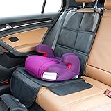 LIONSTRONG® Kindersitzunterlage Autositzschoner [ISOFIX GEEIGNET] - wasserabweisender Polyester Stoff schwarz - Sitzschutz Sitzschoner Auto Kindersitz - universell kompatibel (Schwarz)