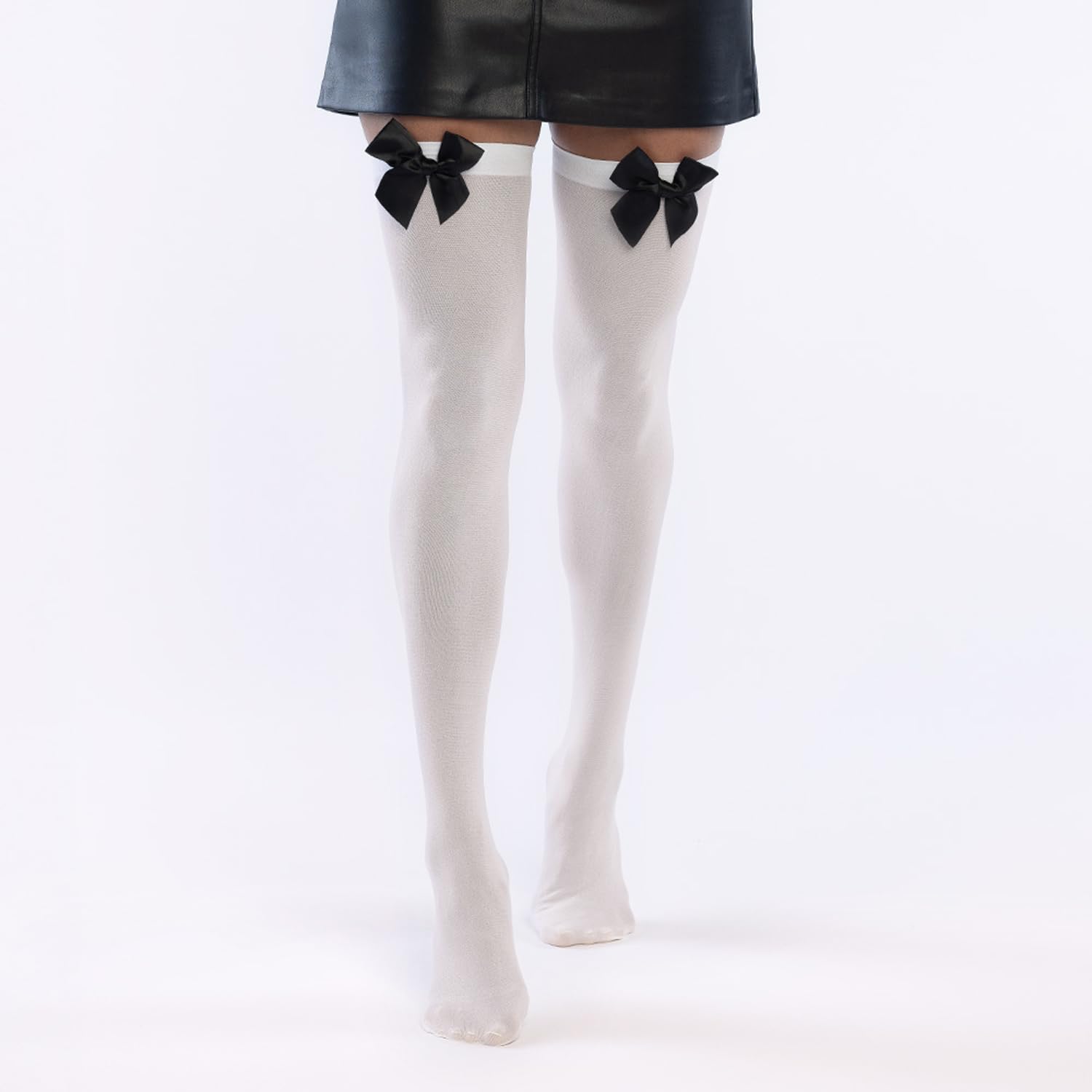 Boland Ladies Stockings, Hold Ups, Opaque, Over the Knee Socks, Halloween, Fancy Dress, Adult, One Size (UK, Alpha, One Size, Regular, Regular, White/Black)