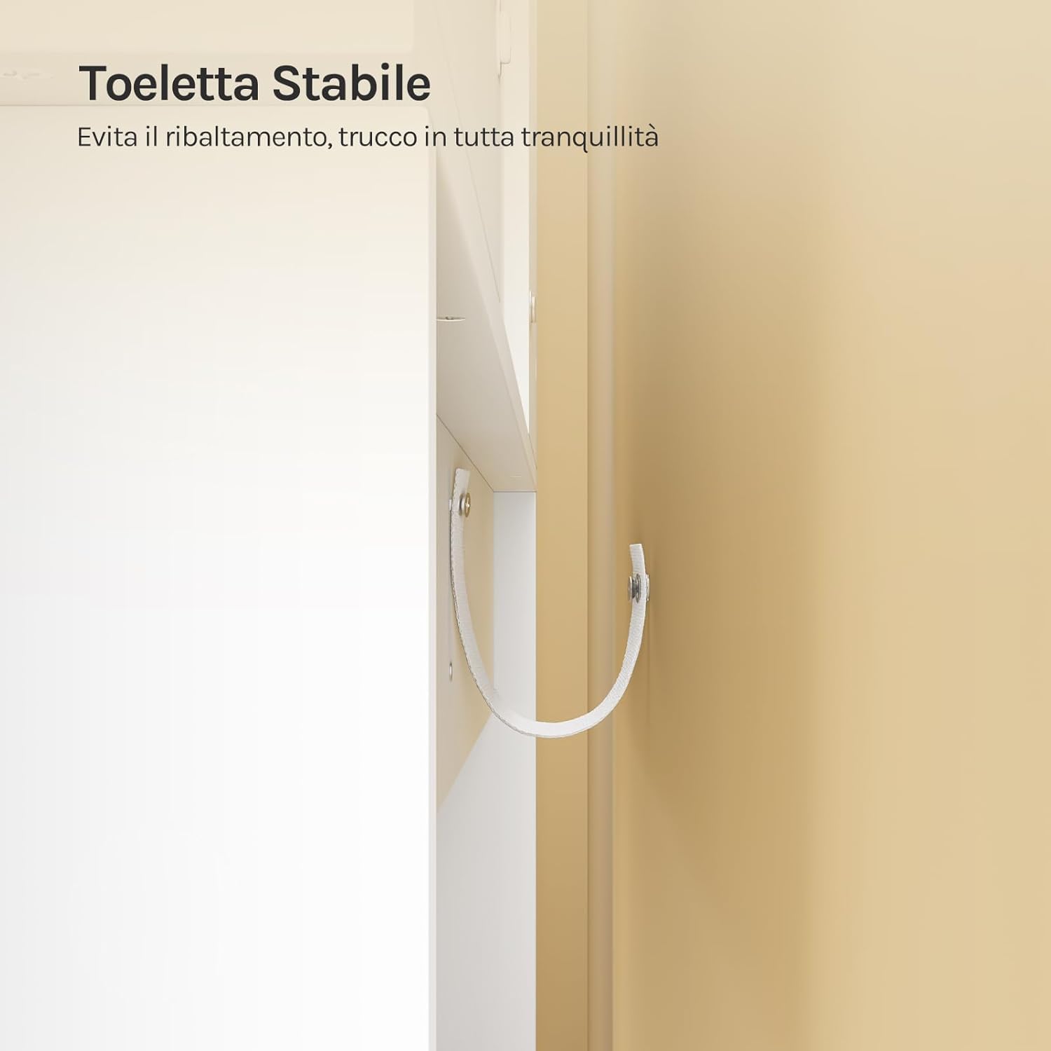 WOLTU Toeletta con Specchio e Luci LED, Postazione Trucco con 10 Lampadine Dimmerabili, Scrivania da Trucco con 2 Cassetti e 4 Ripiani, Tavolo da Camera da Letto, Legno, 90x40x135cm, Bianco