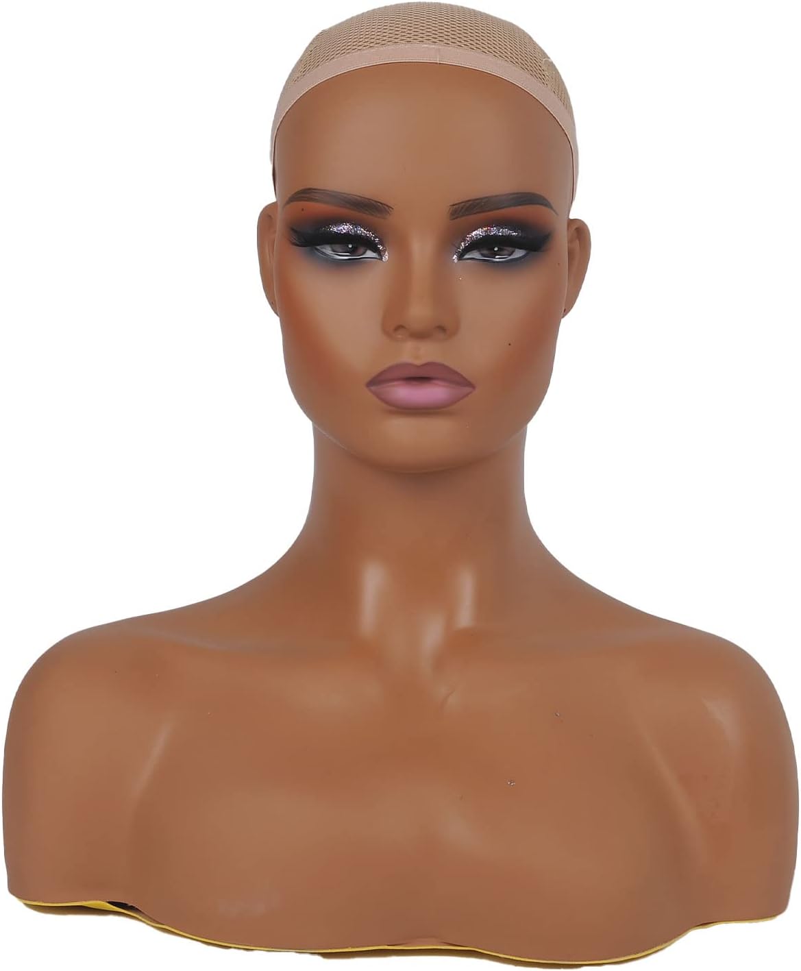Realistic Female Mannequin Head with Shoulders for Display - Manikin Head with Shoulder for Wig/Jewelry/Makeup/Hat/Sunglass Display