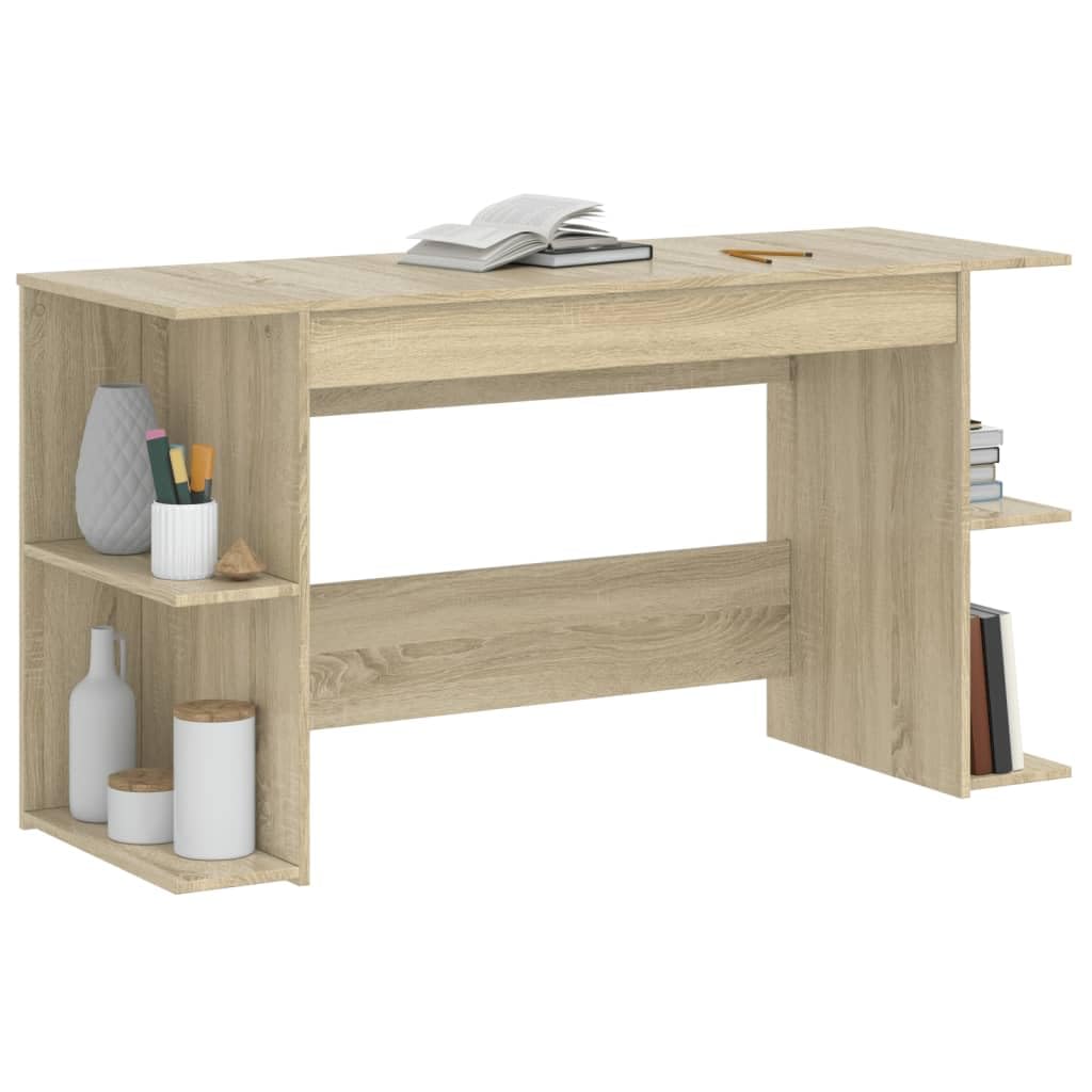 Scrivania Porta PC Rovere Sonoma 140x50x75 cm in Truciolato | Ideale per ufficio e studio, questo scrittoio offre un ampio piano di lavoro e vani per organizzare documenti.