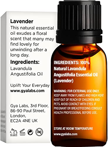 Gya Labs Pure Lavender Oil Essential Oil For Diffuser- 100% Natural Therapeutic Grade Lavender Oil Essential Oils For Skin - Lavender Essential Oil For Hair Growth, Lavender Massage Oil (0.34 Fl Oz) #TOP1