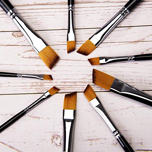 Pinsel Set Malen - 9 Stück Professionell Künstlerpinselset für Aquarell, Acryl, Ölgemälde, Gouache | Aquarell pinsel, pinselset acrylfarben | Schrägzieher Pinsel Set