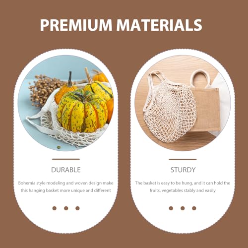 Cesta colgante tejida de planta marrón LALAFINA para frutas con diseño bohemio estable de cocina 5