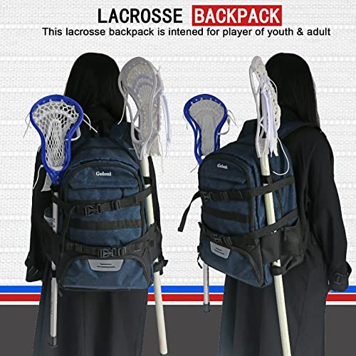 Goloni | Large Lacrosse Equipment Backpack With Two Sticks Holder And Separate Cleats Compartment Field Hockey Bag #TOP5