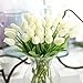 AHXHWKA 30 pcs Real-Touch Artificial Tulip Flowers Home Wedding Party Decor (Off White)