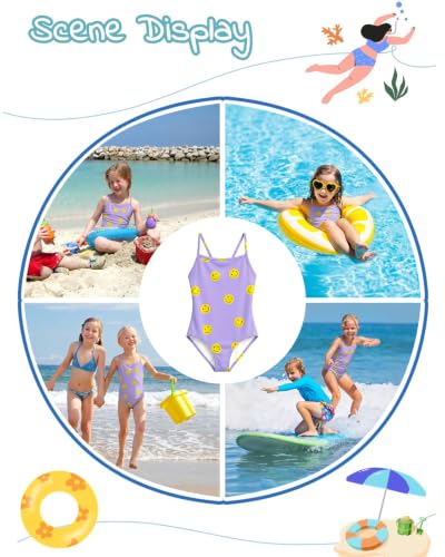 Image of weVSwe Baby Girl Swimsuit One Piece Swimsuit Cute Toddler Girls Sleeveless Bikini Kids 2-10 Years