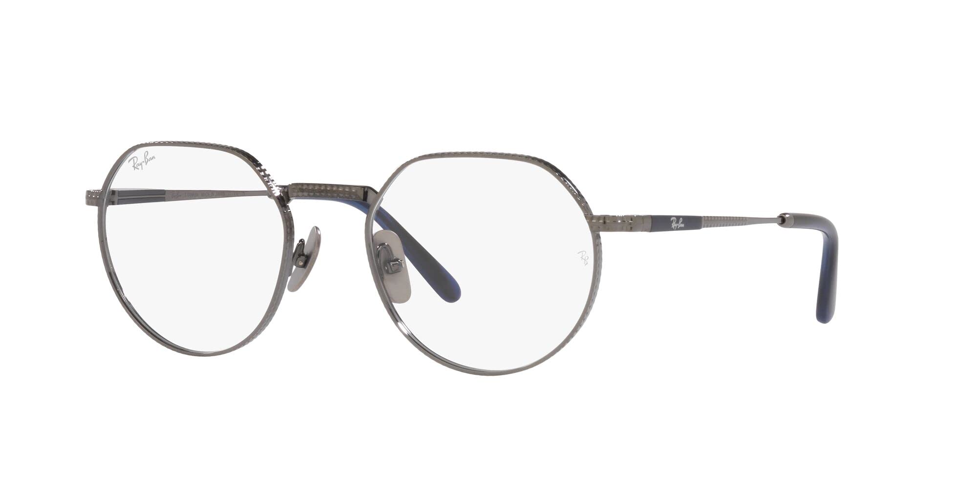 Ray-Ban Rx8265v Jack tytanowe okrągłe okulary na receptę, Brązowy/obiektyw demonstracyjny, 53 mm