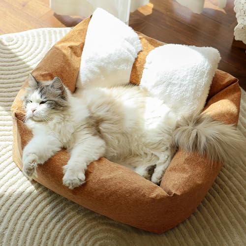 Poxvalzor ベッド 猫 犬 ペット クッション ペットベッド ふわふわ もこもこ 暖かい ぐっすり眠る 通気 可愛い 中小型小動物用 両面用 通年 寝床