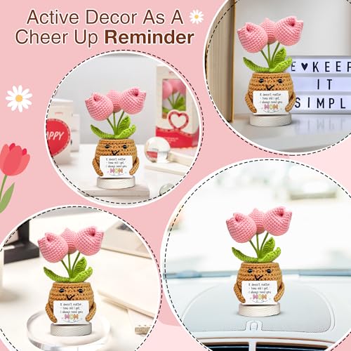 Image of Gossby Gifts for Mom from Daughter Son Kids - Mothers Day, Birthday Gift for Mom, Mama - Basket Stuffers - Positive Tulip Crochet for Mama with Package & Thank You Card