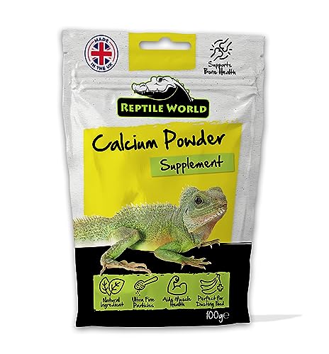 Reptile World Calcium 100g Pouch | Calcium Supplement for Tortoises and Bearded Dragons