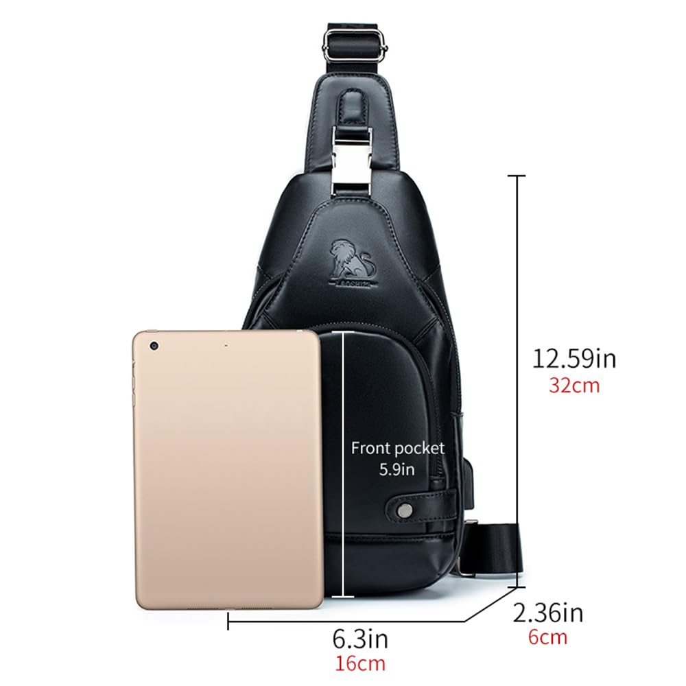 pundarika brusttasche herren leder klein sling bag,männertasche Echtes Leder crossbody umhängetasche herren,tasche schultertasch multifunktional,Verstellbarer Schultergurt
