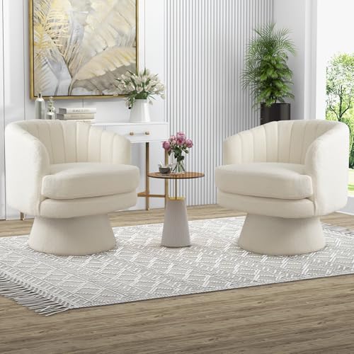 CANMOV Swivel Accent Chair Beige