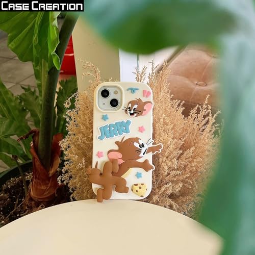 Image of COVERLY for iPhone 12 Pro Cartoon Case, 3D Playing Fidget Spinner Game Cute Full Protective Back Case Soft Silicone Fashion Aesthetic Phone Cover for Apple iPhone 12 Pro (Beige)