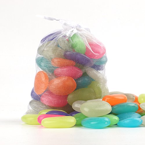Image of Shiny Stone Glow in the Dark Pebbles, Multicolor, Big Size 3-4cm, 400g /14.1oz | Decorative Glow Stones, Fish Tank Aquarium Gravel, DIY Garden Gifts Decoration