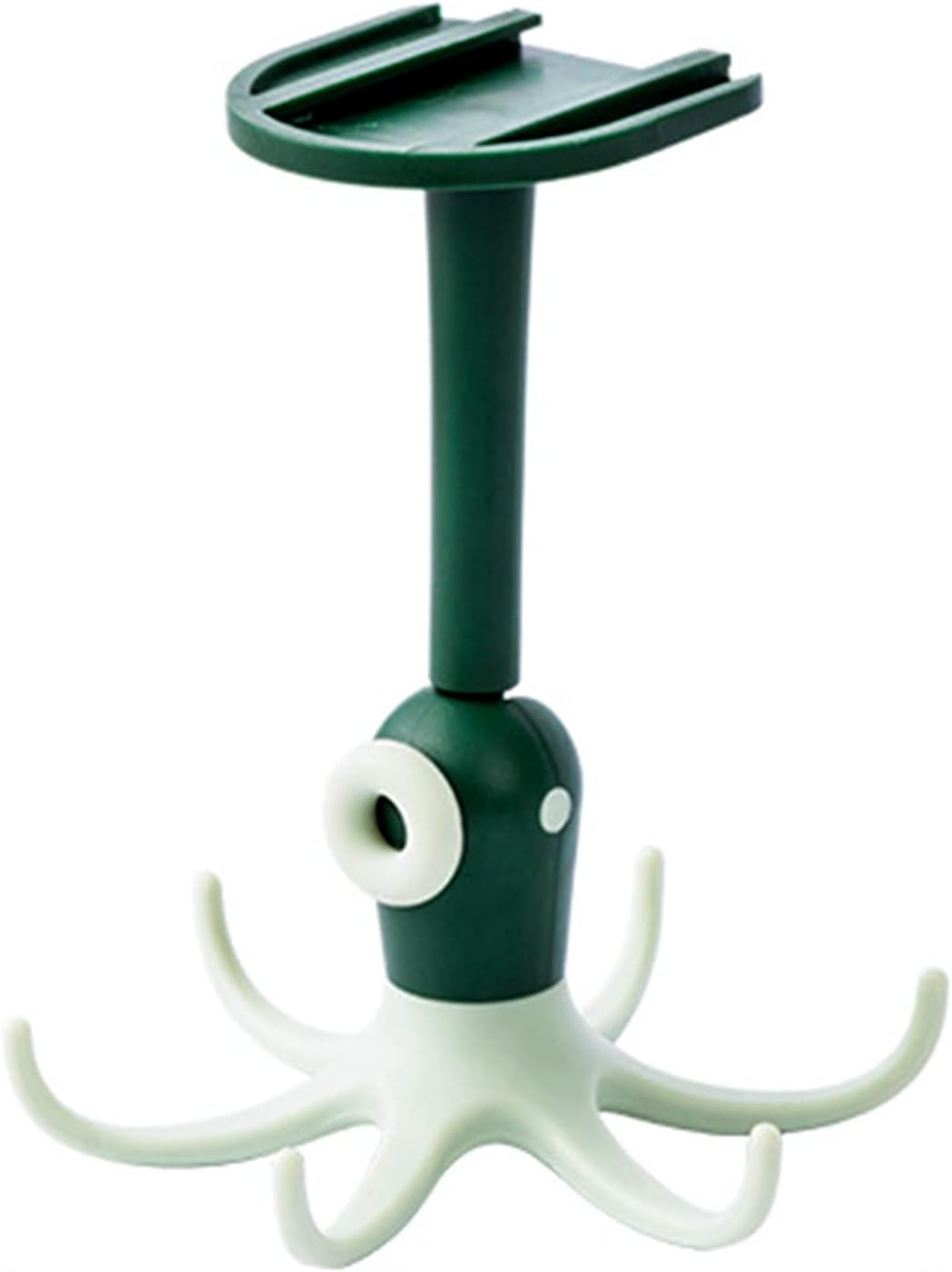 Kitchen Utensil Hanger with 6 Hooks, 360° Rotatable Hooks Wall Mounted Utensil Rack No Drilling Space Saving Folding Hanging Utensil Holder(Green)