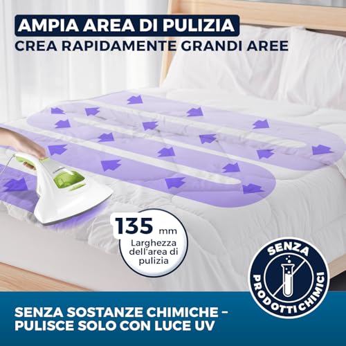 Cleanmaxx Aspirapolvere Antiacaro + 2 Filtri Epa | Luce UV-C | Aspirapolvere Manuale Per Materassi, Pulitore Antiacaro Per Materassi Per Soggetti Allergici - 8