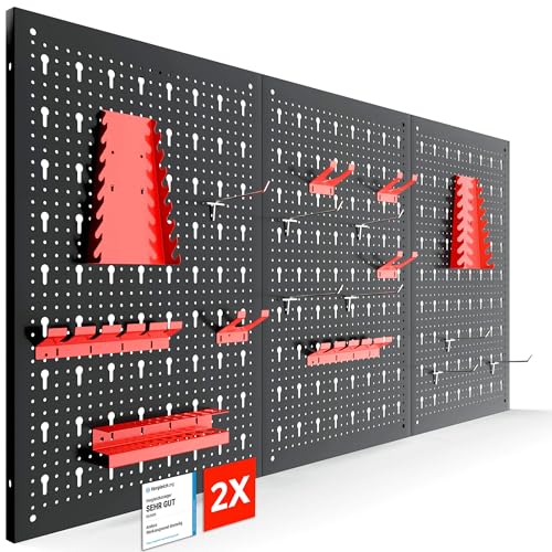 Arebos Werkzeugwand 6-teilige Lochwand Werkstatt | 34-teiliges...
