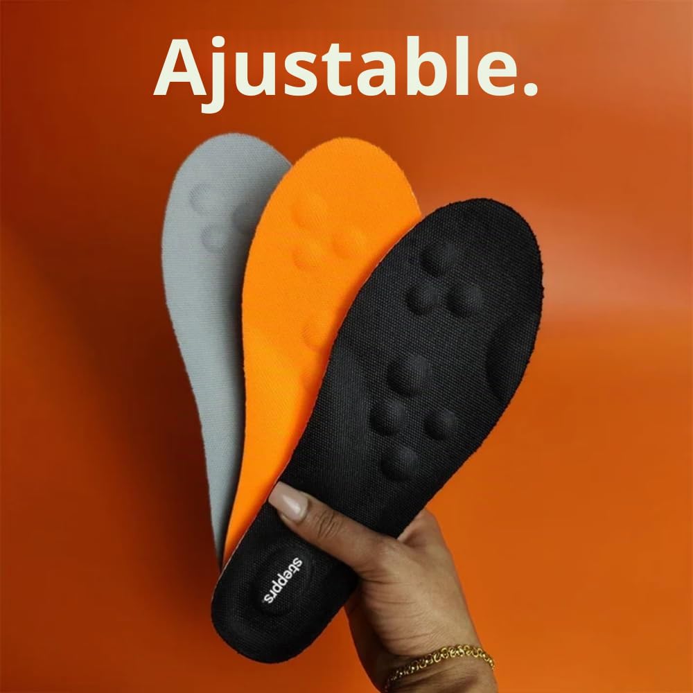 Semelles de massage Stepprs d'augmentation du confort, semelles thermiques 4D en mousse à mémoire avec soutien de la voûte plantaire pour hommes et femmes (Orange, EU 41-42)