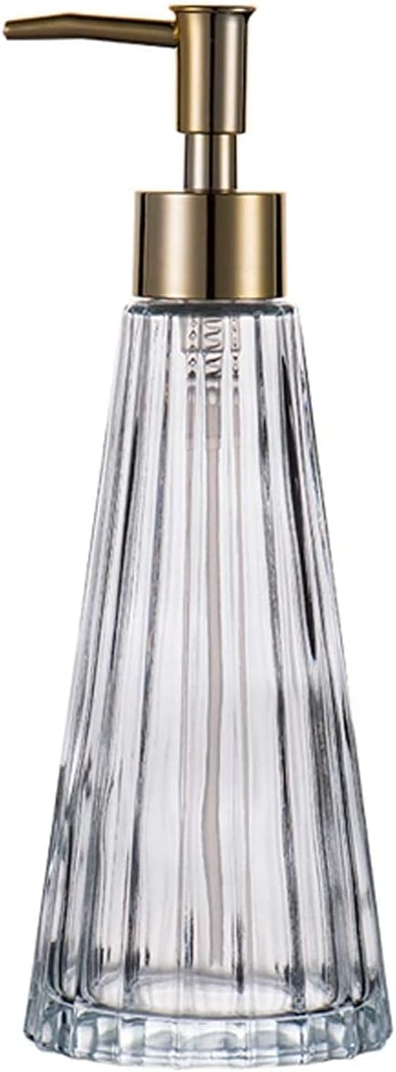Hand Soap Dispenser Refillable for Hotel Bathroom Lotion Bottle Soap Dispenser with Electroplating Golden Pump Transparent Glass Soap Dispenser for Body Wash, Shampoos, C,White