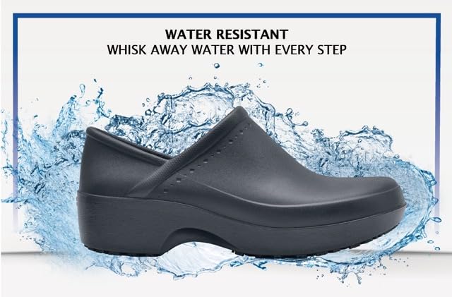 Slip-Resistant Clogs for Women in Black Leather, Ideal for Food Service, Chefs, Nurses, and Garden Work