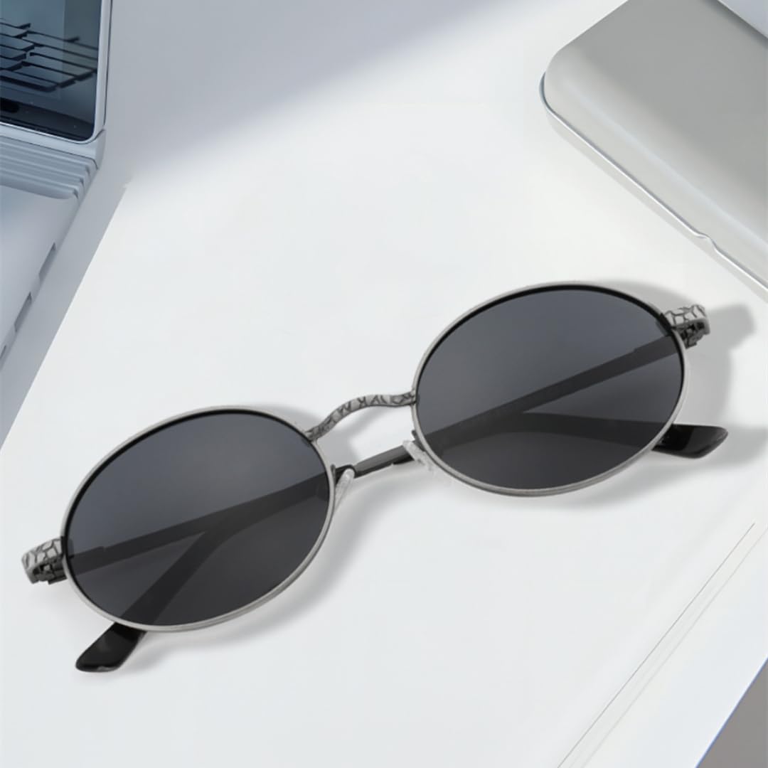 Gafas de sol polarizadas retro ovaladas pequeñas para mujer, protección UV400, estilo punk para hombre.