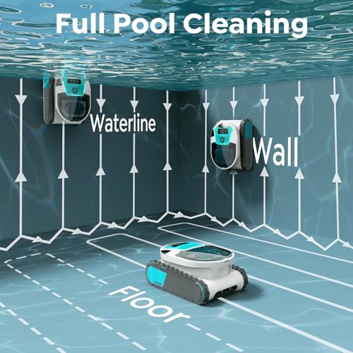Image of Pleco Pro Cordless Robotic Pool Cleaner, Smart Navigation, 210-240 Min Runtime, Wall Climbing & Waterline Cleaning, Up to 2691 Sq.Ft, Dual-Layer Filtration for Inground Pools(Obsidian White)