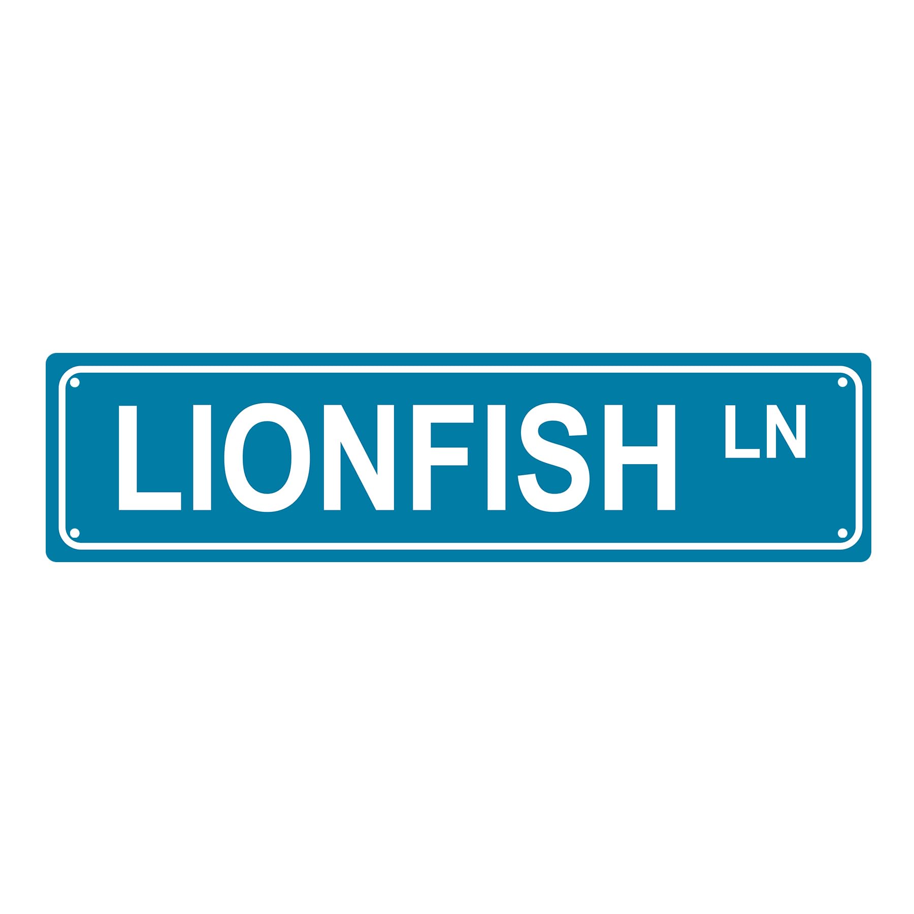 Lionfish Ln Animal Metal Tin Street Sign Bar Cafe Garage Cave Home Room Wall Bathroom Farmhouse Garden Porch Patio Decor,4x16 Inch