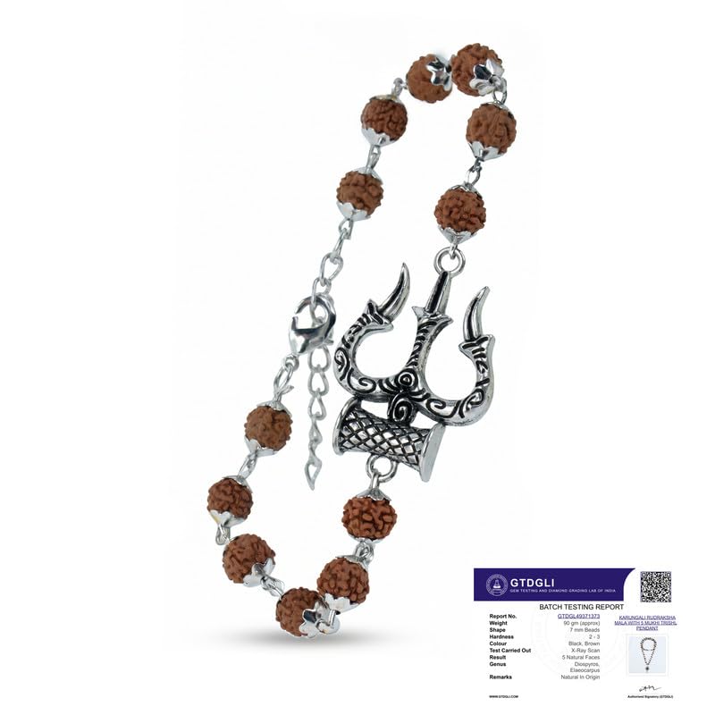 Mahadev Trishul Damru Rudraksha Karungali Kavach Bracelet for Man | Rudraksha & Karungali Bracelet for Protection & Emotional Balance | Authenticity Certificate | Birthday Gift for Man-image-31