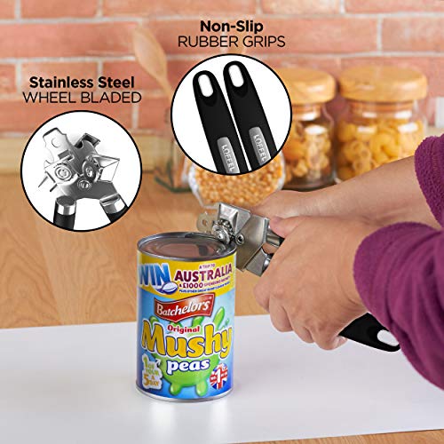 Stainless Steel Manual Can Opener – Tin Can Opener With Non-Slip Safety Grip For Seniors With Arthritis – Made Of Heavy Duty Industrial Materials For Smooth Portable Kitchen Cooking And Can Opening #TOP2