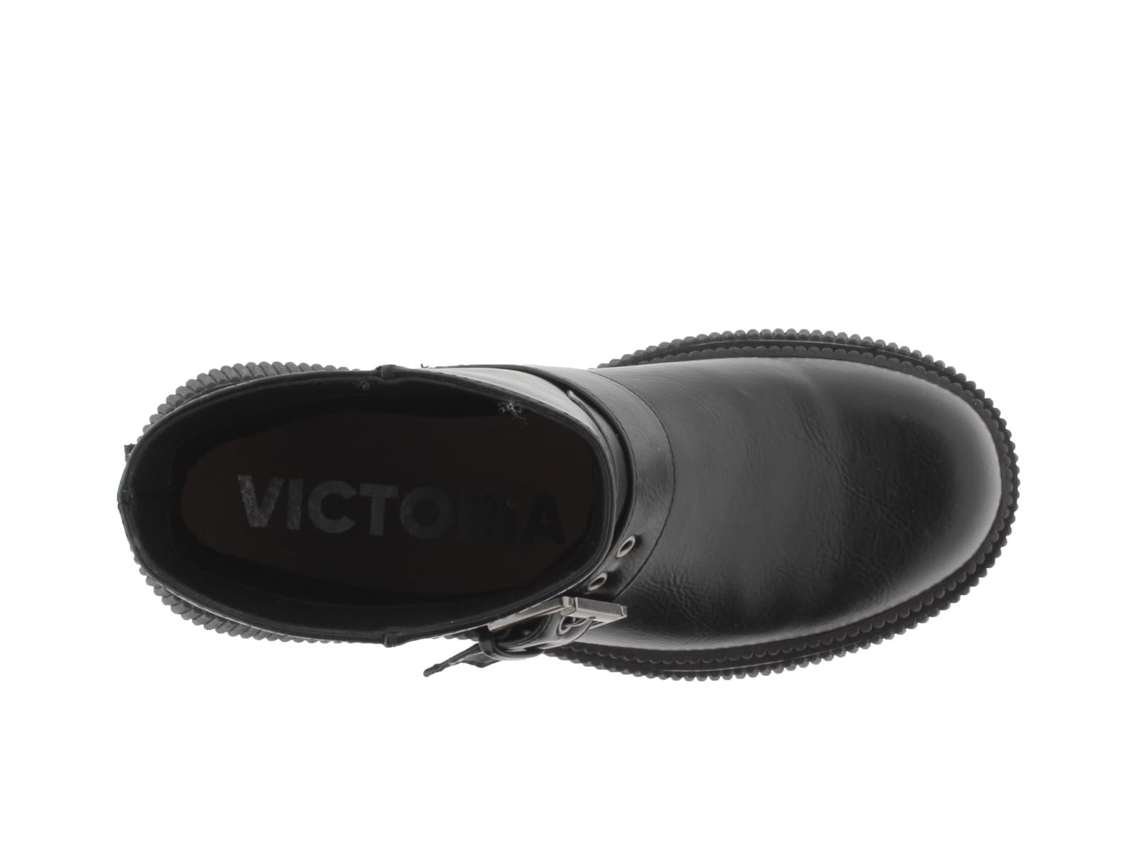 victoria Botines Dublín Efecto Piel Negro Monocromo & Suela Gruesa & Correa 1301105 para Mujer