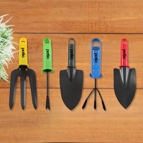 Patio Planet Gardening Hand Tools Set - 5 Pieces (Cultivator, Big and Small Trowel, Weeder, Fork) | Tools for Home Garden | Durable Plant Tool Kit | Farming Tools (B0D6BV8BLC) Amazon Price History, Amazon Price Tracker