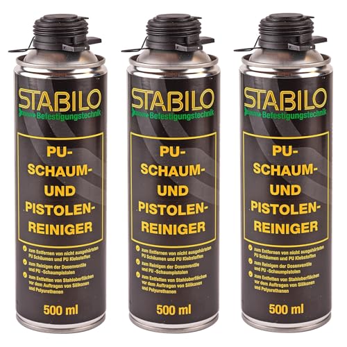 3x Pistolenreiniger 500ml | Schaumreiniger, PU Reiniger, Reinigungsmittel, Entfetter | 500 ml pro...