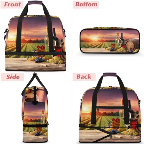 Large Weekender Overnight Bags Abstract Grape Wine Travel Duffel Bag for Women Men Gym Bags With Shoe Compartment Foldie Travel Tote Bag Carry On Personal Item Bag for Travel Gym Sports3